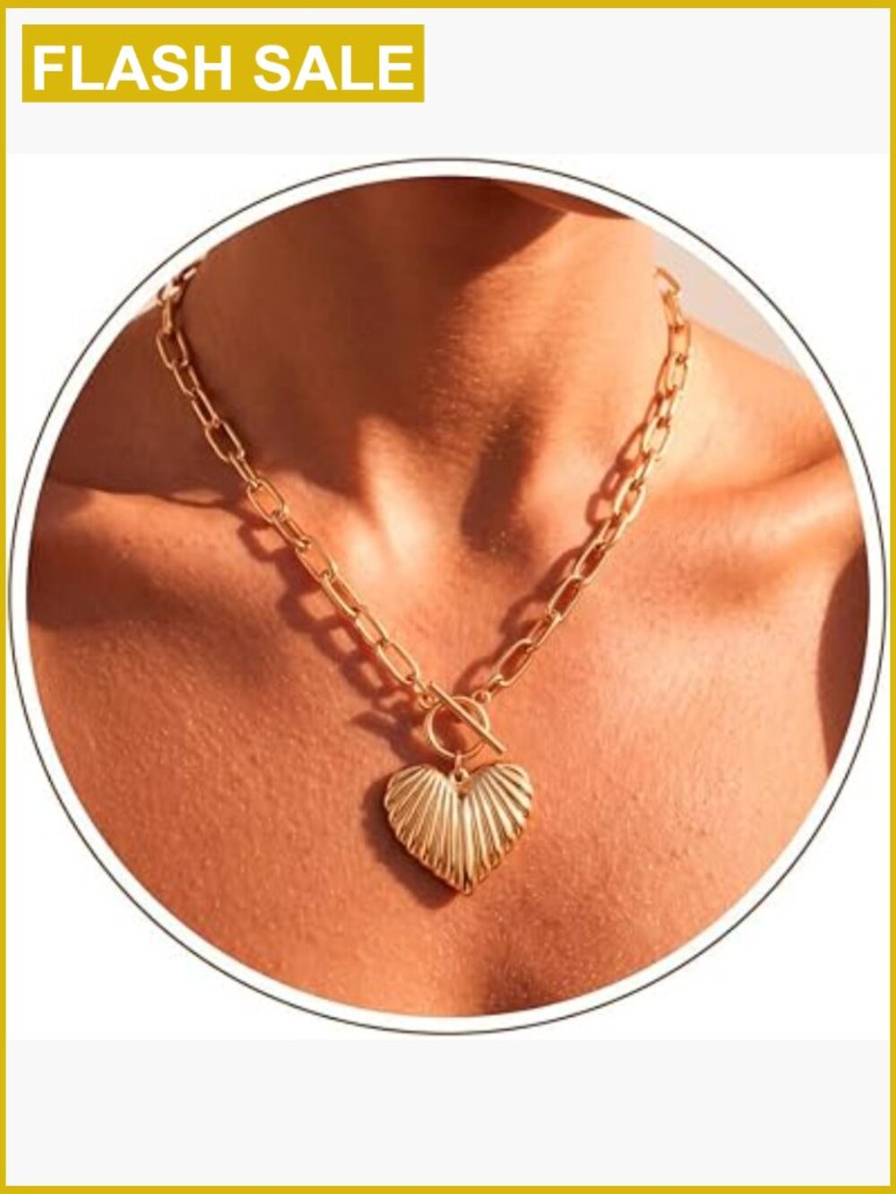18k Gold Plated Heart Chunky Choker Necklace Statement